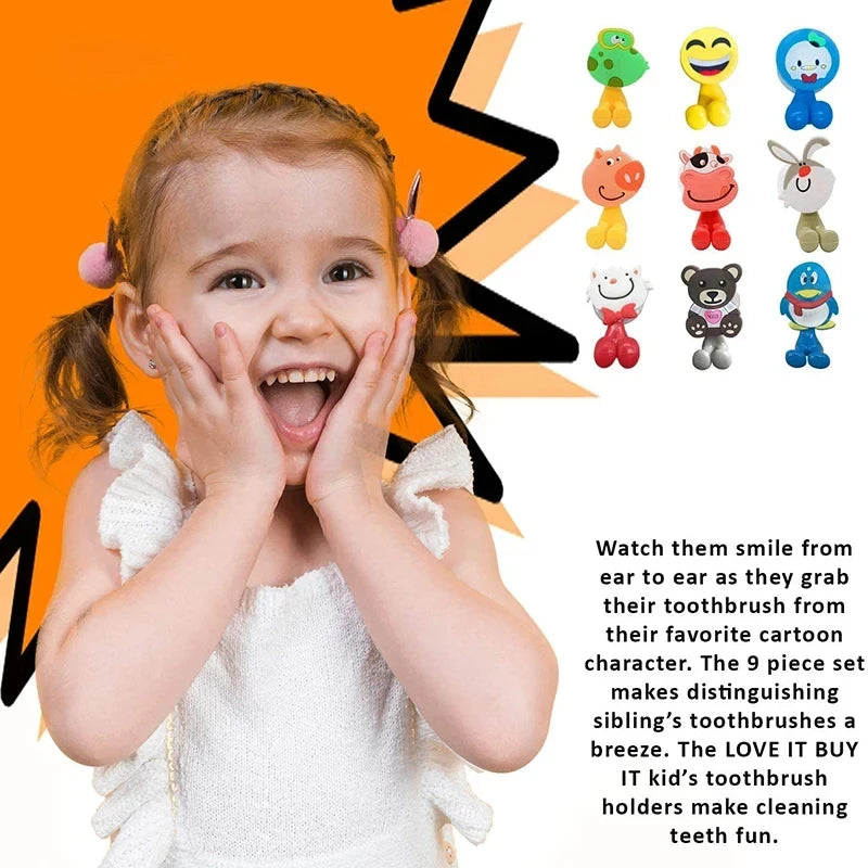 1PCS Cartoon Animal Wall Toothbrush Holder Antibacterial Toothbrush Storage Holder with Suction Cup Bathroom Organizer, New 2024