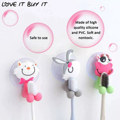 1PCS Cartoon Animal Wall Toothbrush Holder Antibacterial Toothbrush Storage Holder with Suction Cup Bathroom Organizer, New 2024