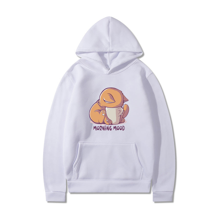 Printed Hooded Plus Fleece Sweater Men's And Women's Sports Sweater